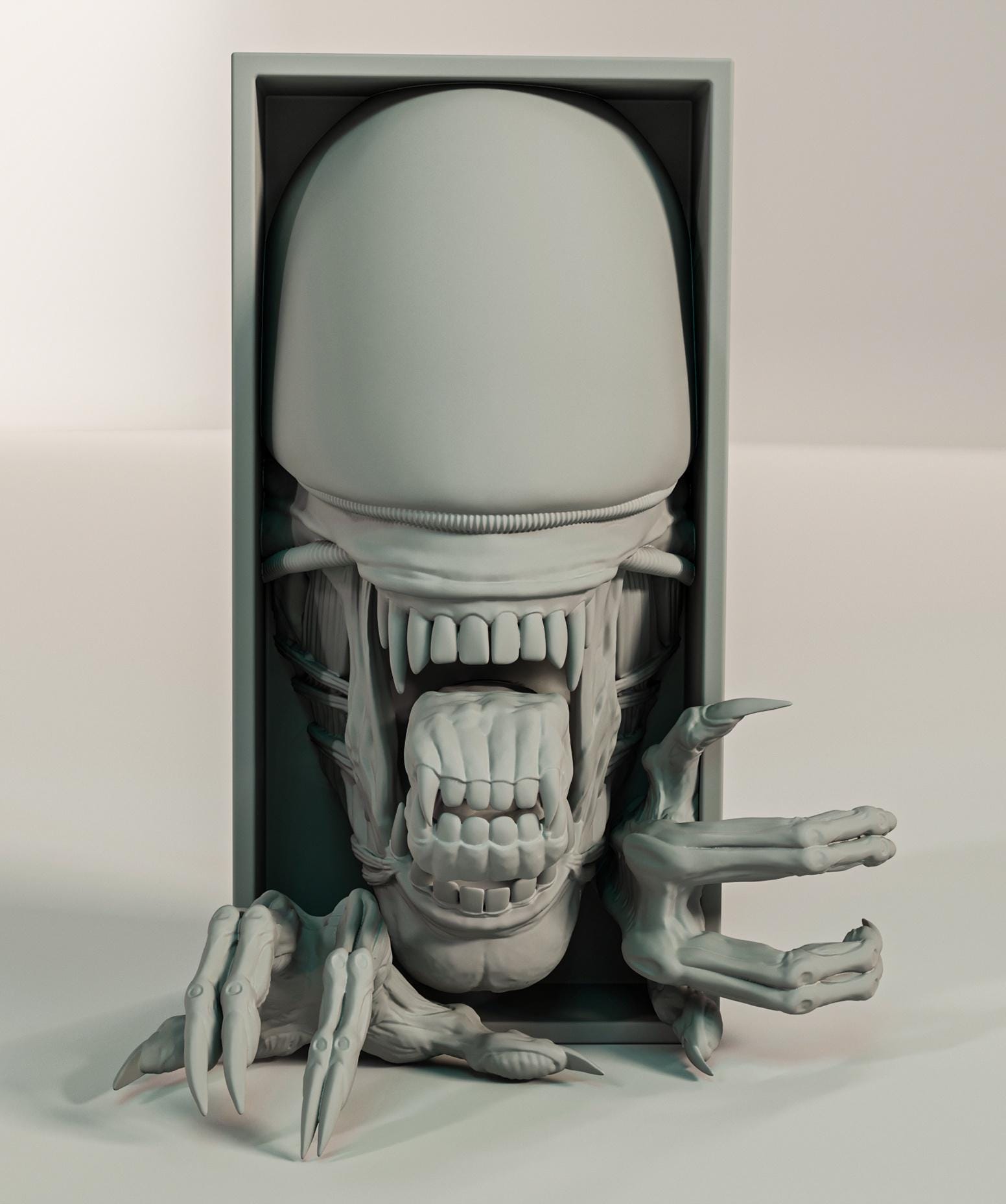 Xenomorph Inspired Fan Art Mini Book Nook - UNPAINTED - Treddigineer