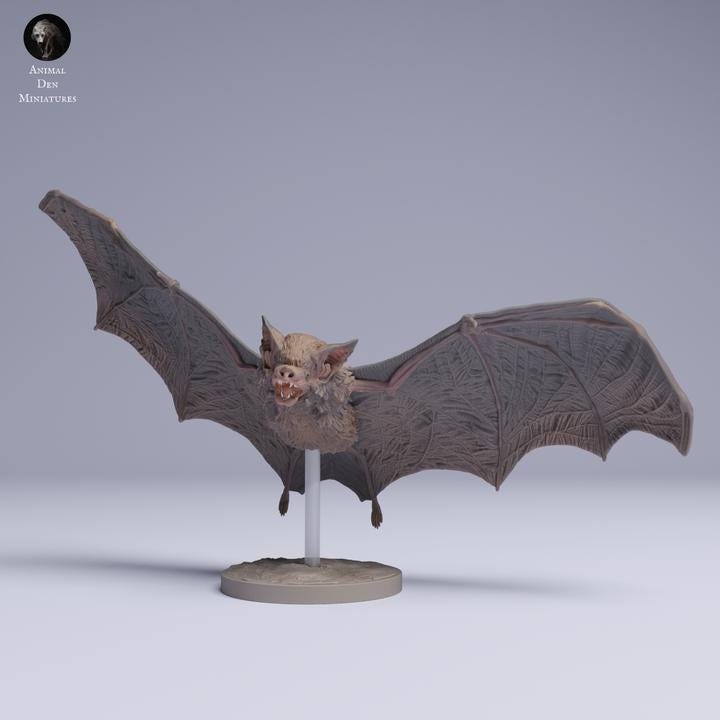 Kitti's Hog-Nosed (Bumblebee) Bat Flying - UNPAINTED Figurine -Animal Den Miniatures