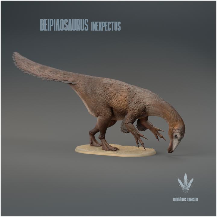 Beipiaosaurus inexpectus : Feeding - UNPAINTED 3D Figurine - Miniature Museum