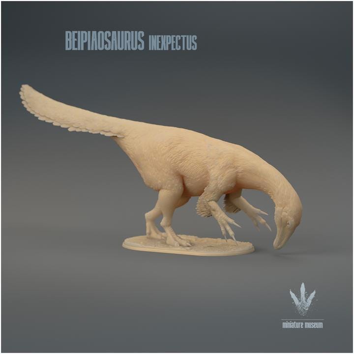 Beipiaosaurus inexpectus : Feeding - UNPAINTED 3D Figurine - Miniature Museum