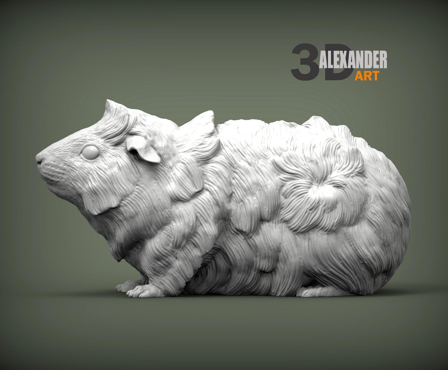 Abyssinian guinea pig - UNPAINTED 3D resin figure - Alexander3dart