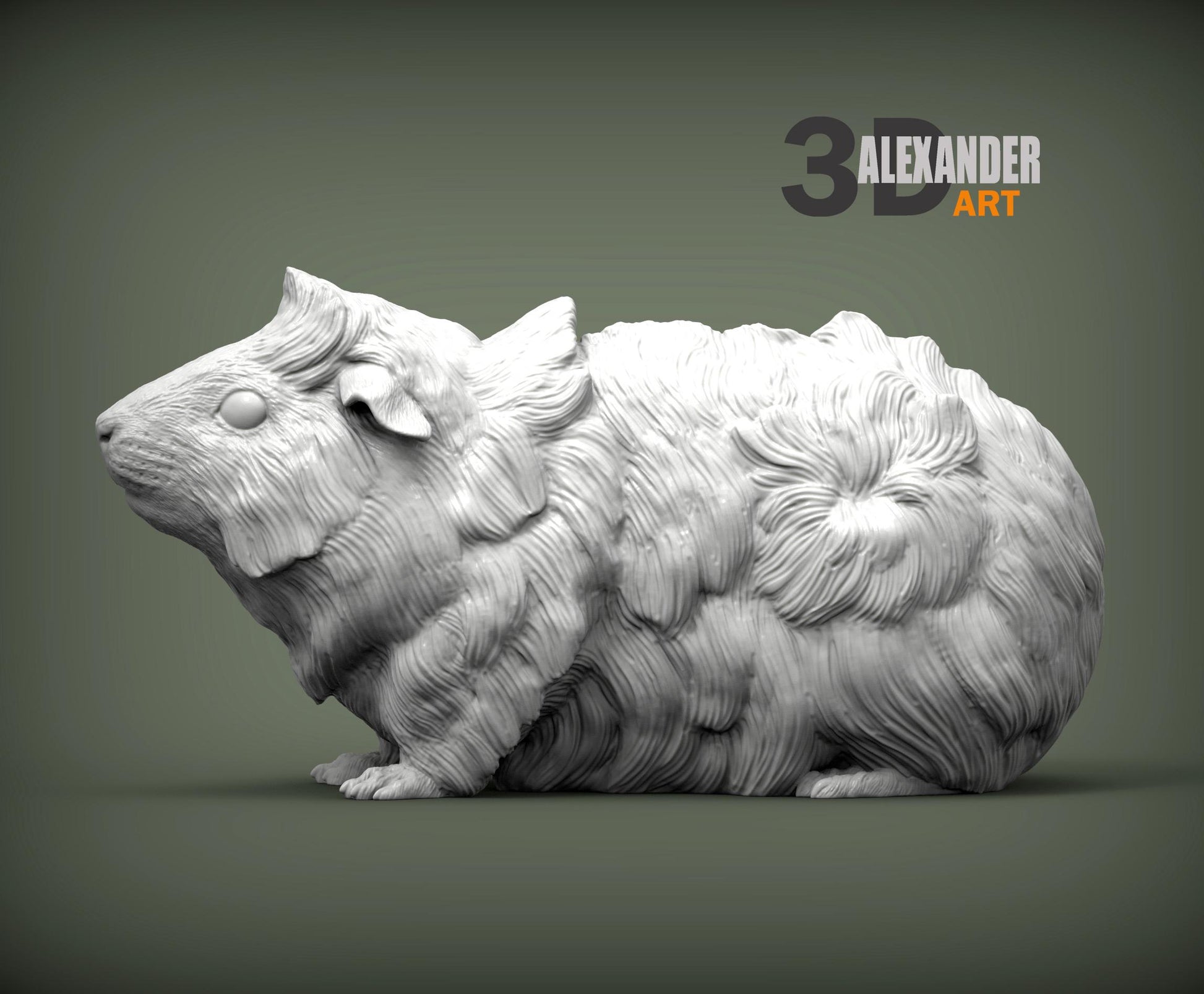 Abyssinian guinea pig - UNPAINTED 3D resin figure - Alexander3dart