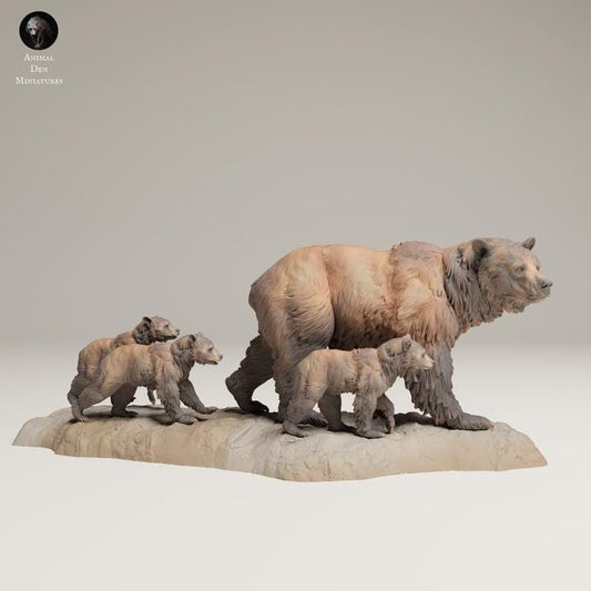 Grizzly Family - UNPAINTED 3D resin print/figure - Animal Den Miniatures