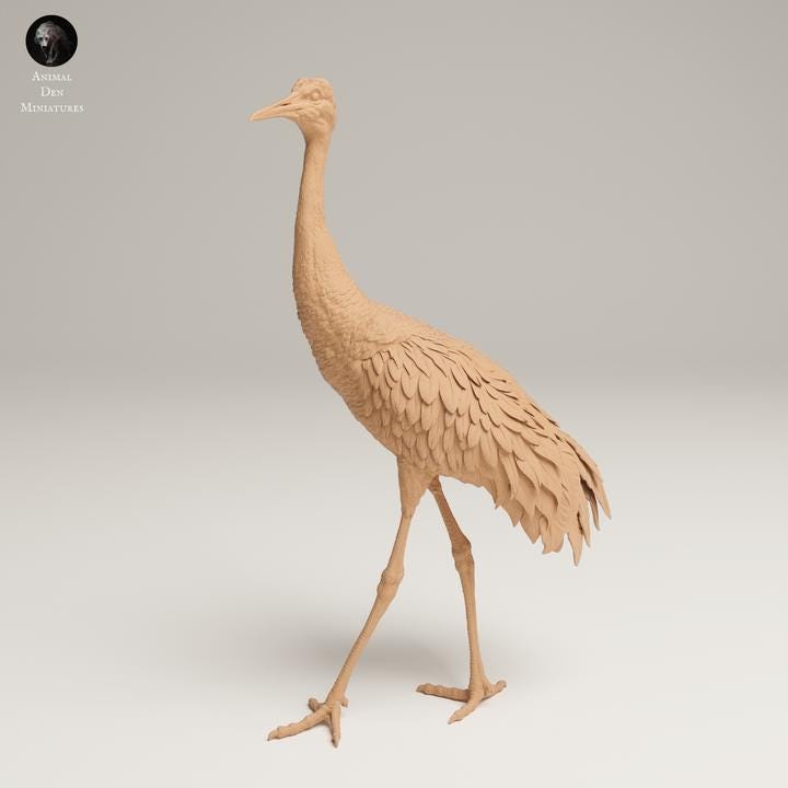 Greater Sandhill Crane - UNPAINTED 3D resin print/figure - Animal Den Miniatures