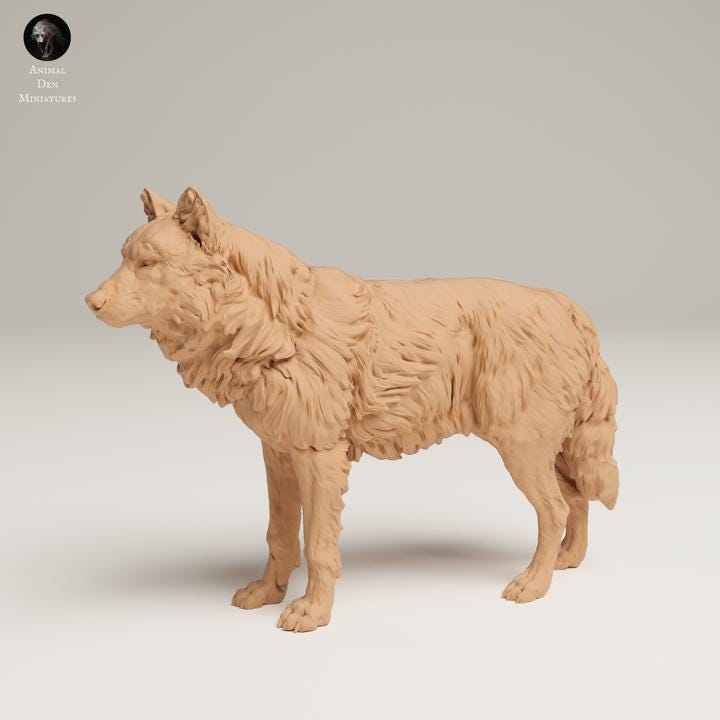 Grey Wolf - UNPAINTED 3D resin print/figure - Animal Den Miniatures