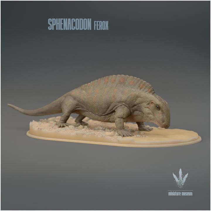 Sphenacodon ferox : Drinking - UNPAINTED 3D Figurine - Miniature Museum