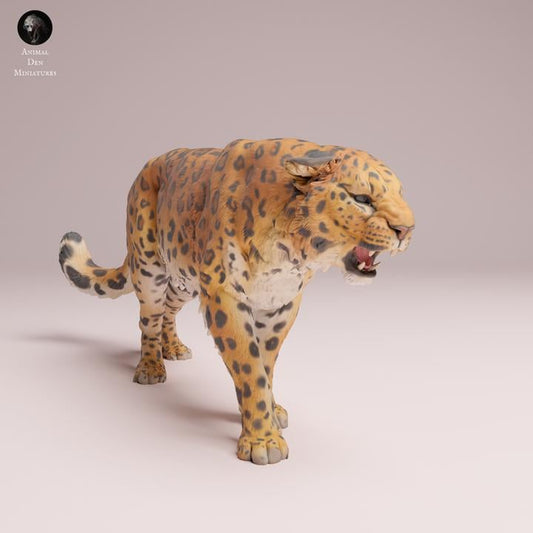 Amur Leopard Roar - UNPAINTED 3D Resin Figure - Animal Den Miniatures