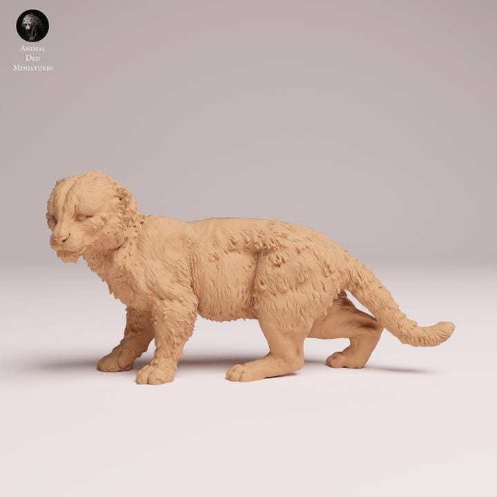 Amur Leopard Cub - UNPAINTED 3D Resin Figure - Animal Den Miniatures