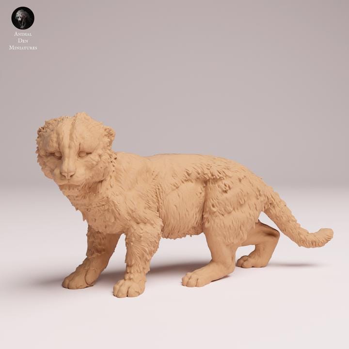 Amur Leopard Cub - UNPAINTED 3D Resin Figure - Animal Den Miniatures