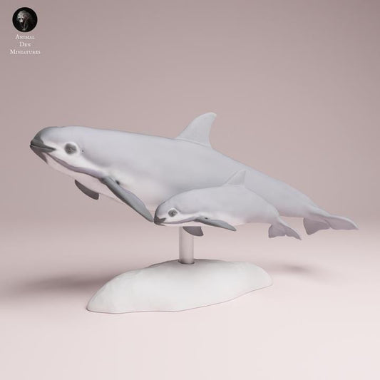 Vaquita Dolphin and calf - UNPAINTED 3D Resin Figure - Animal Den Miniatures