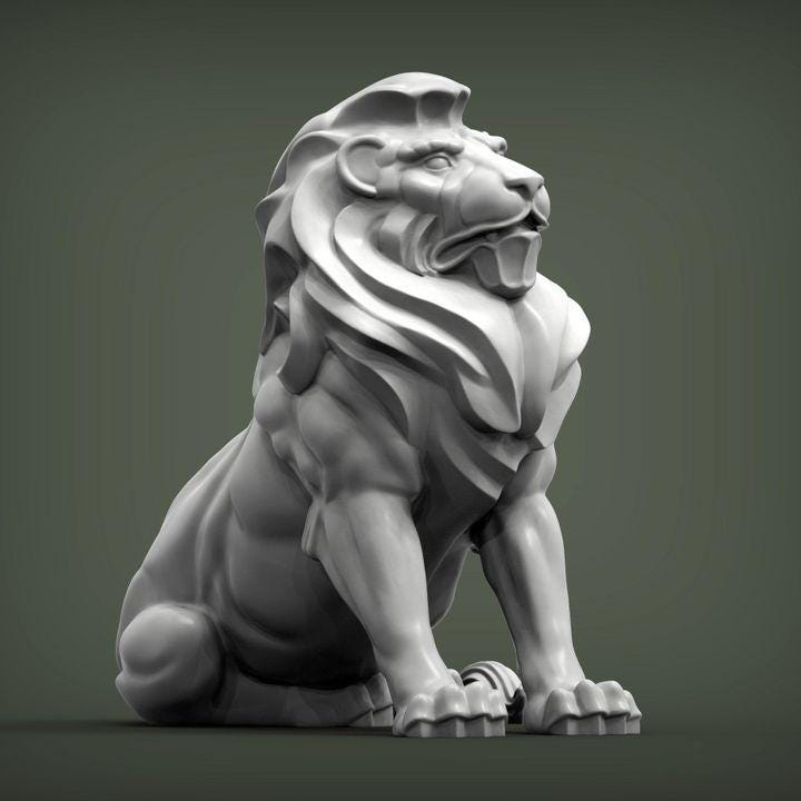 Stylized Lion - UNPAINTED 3D figure - Alexander3dart