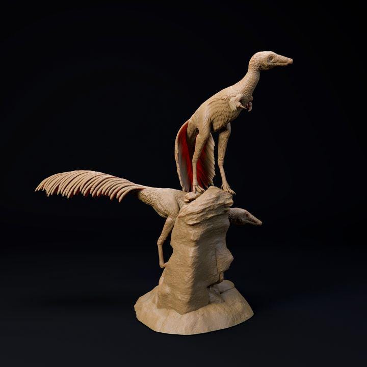 Mononykus pair - UNPAINTED 3D Resin Figure - Dino and Dog Miniatures