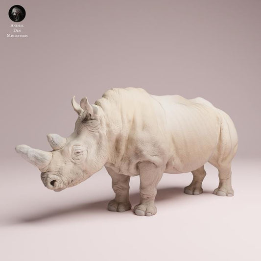 Northern White Rhino - UNPAINTED 3D Figure - Animal Den Miniatures