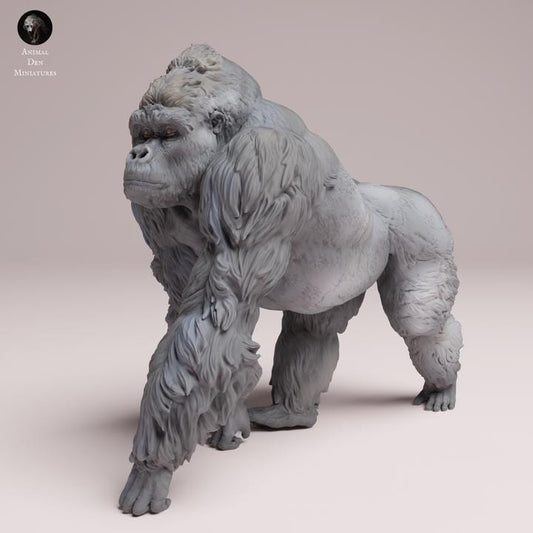 Eastern Lowland Gorilla - Silverback - UNPAINTED 3D Resin Figure - Animal Den Miniatures