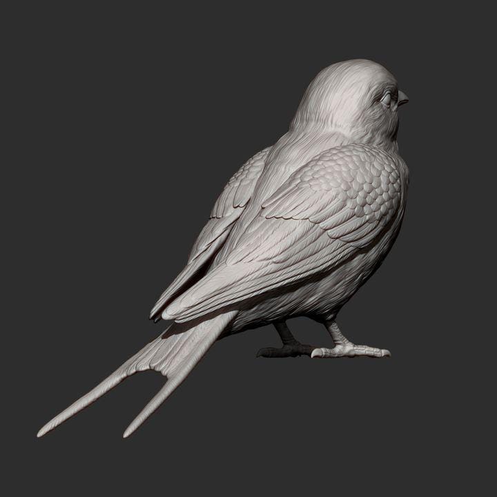 Swallow Bird - UNPAINTED 3D Figure - Alexander3dart