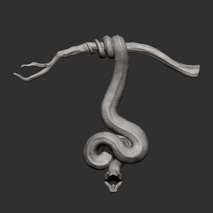 Green Tree Python- UNPAINTED 3D Resin Figure - Alexander3dart