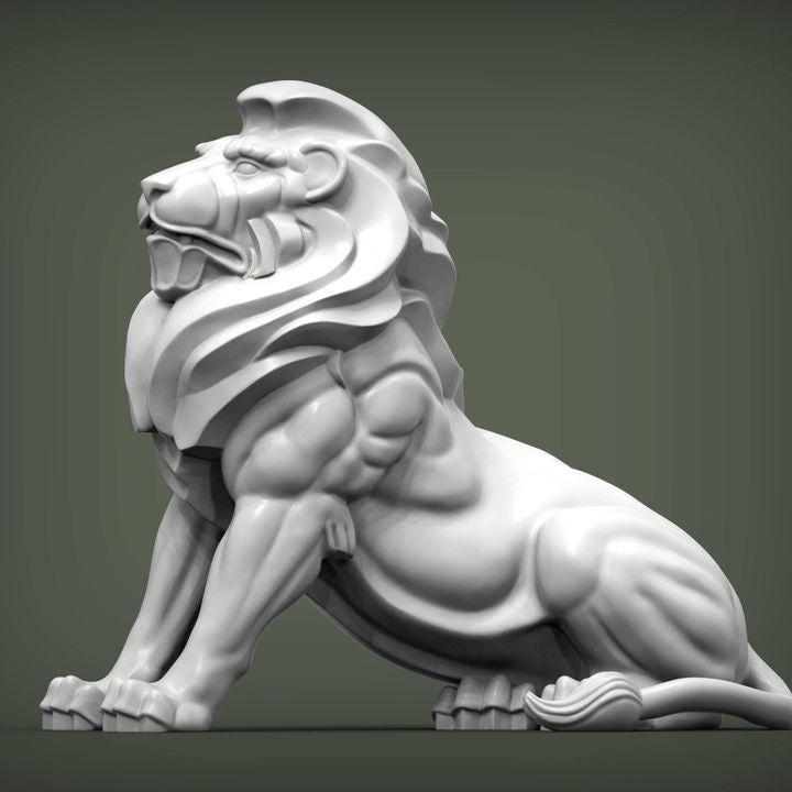 Stylized Lion - UNPAINTED 3D figure - Alexander3dart