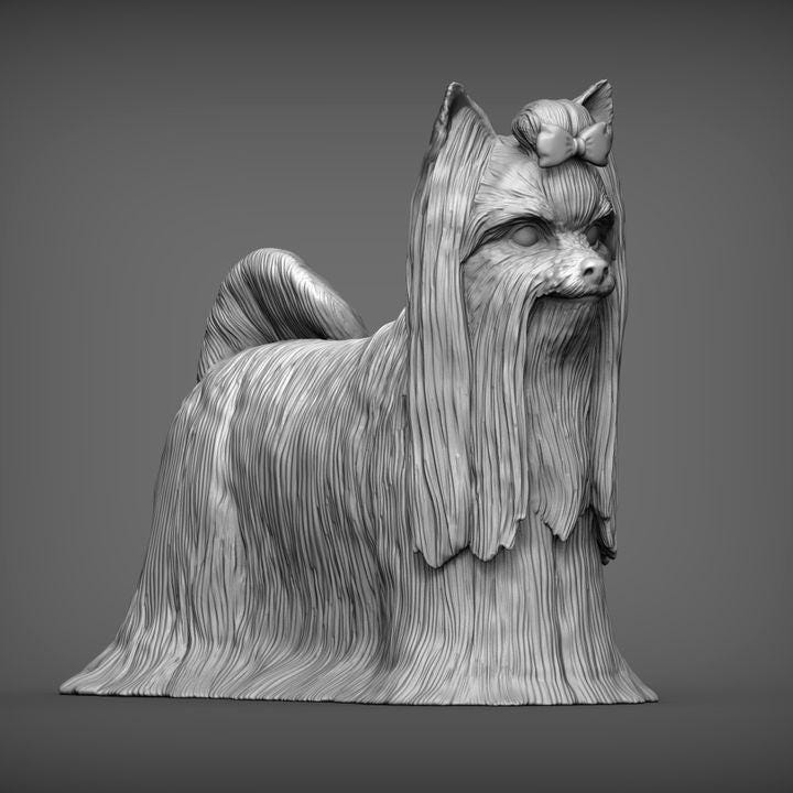 Long-haired Yorkshire Terrier - UNPAINTED 3D Figure - Alexander3dart
