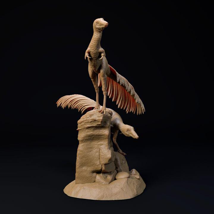 Mononykus pair - UNPAINTED 3D Resin Figure - Dino and Dog Miniatures