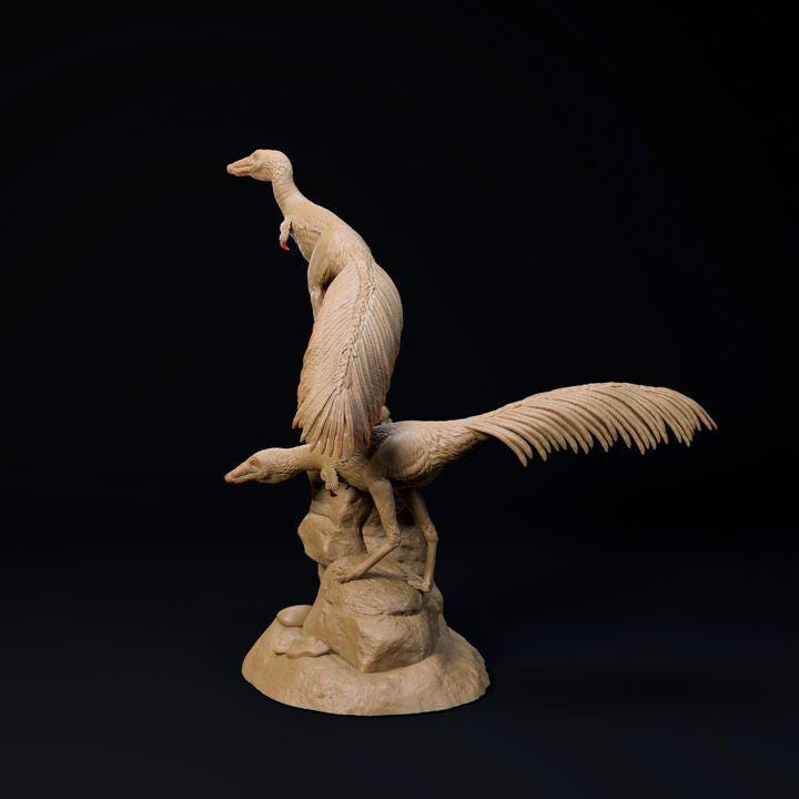 Mononykus pair - UNPAINTED 3D Resin Figure - Dino and Dog Miniatures