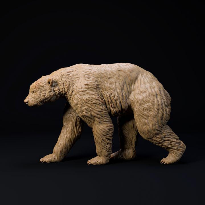 Arctodus Simus Short faced bear - UNPAINTED 3D Resin Figure - Dino and Dog Miniatures