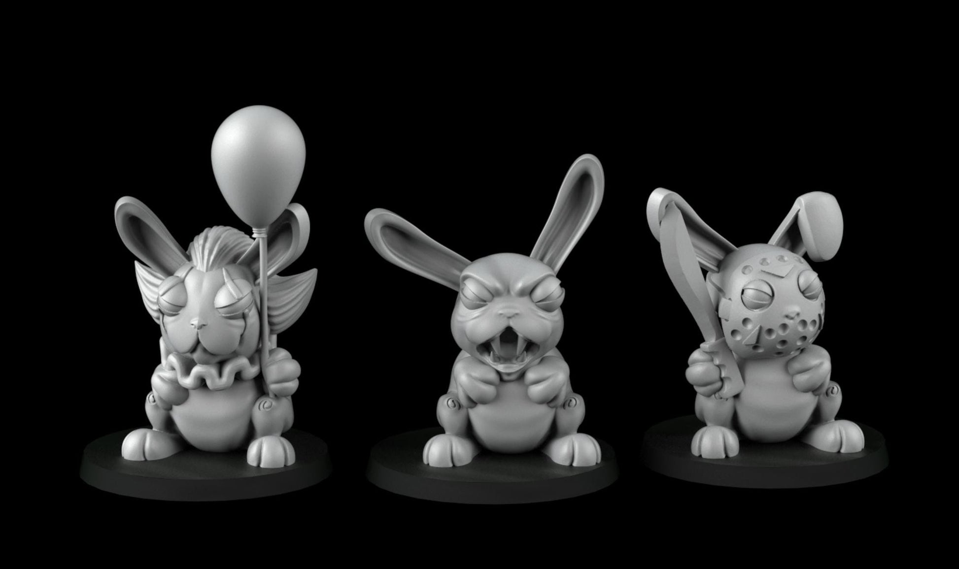 Horror Bunnies - UNPAINTED 3D Resin Figure - Crosslances