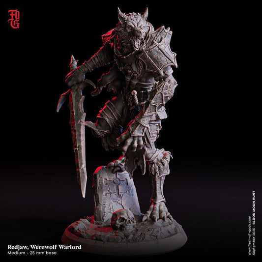 Redjaw, Werewolf Warlord - UNPAINTED 3D Figure - Flesh of Gods