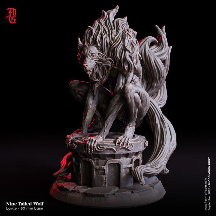 Nine-Tailed Wolf - UNPAINTED 3D Figure - Flesh of Gods