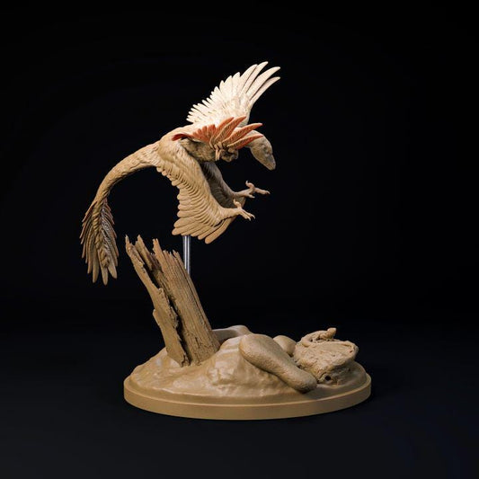 Microraptor hunting - UNPAINTED 3D Resin Figure - Dino and Dog Miniatures