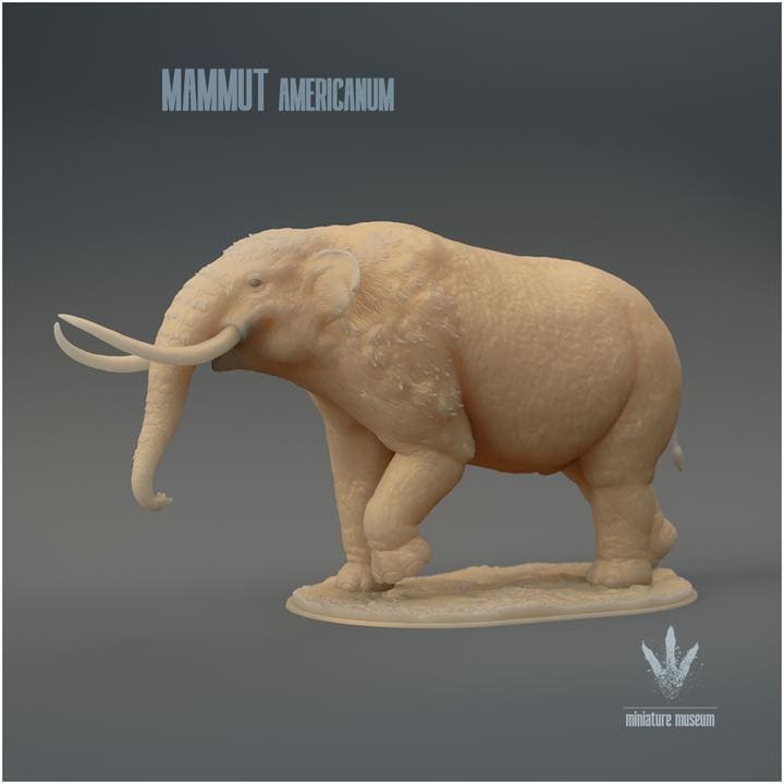 Mammut americanum : Walking - UNPAINTED 3D Figurine - Miniature Museum