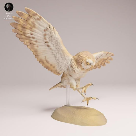 Burrowing Owl Flying - UNPAINTED 3D Resin Figure - Animal Den Miniatures