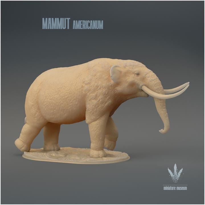 Mammut americanum : Walking - UNPAINTED 3D Figurine - Miniature Museum