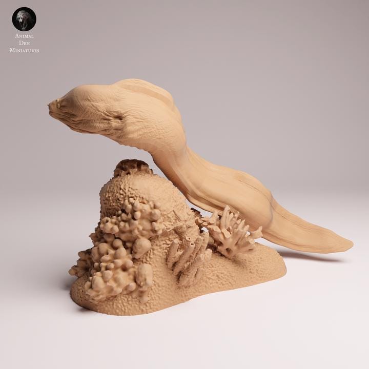 Giant Morray Eel Swim - UNPAINTED 3D Resin Figure - Animal Den Miniatures