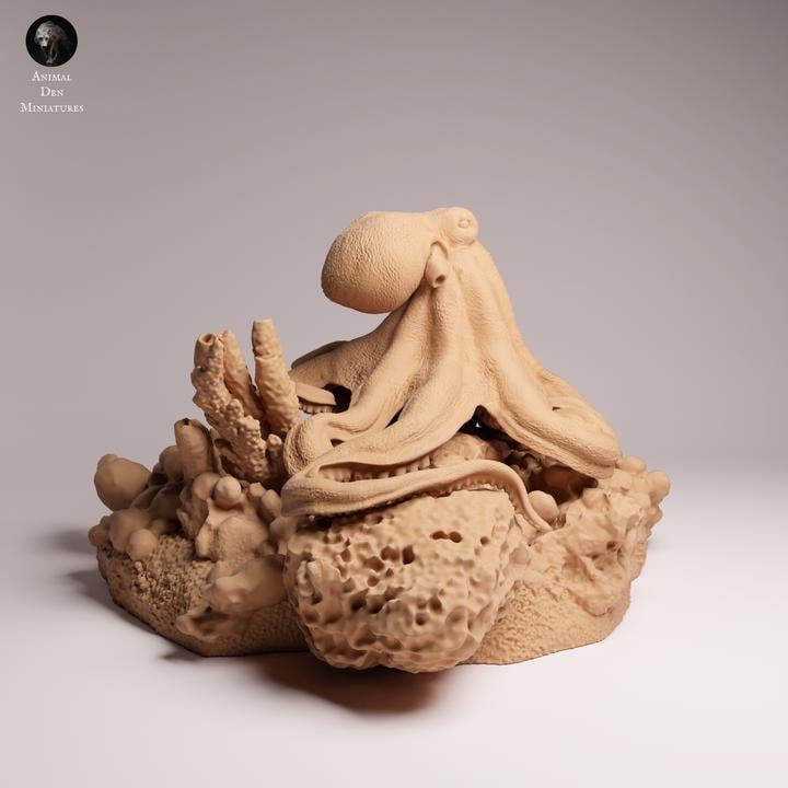 Day Octopus - UNPAINTED 3D Resin Figure - Animal Den Miniatures