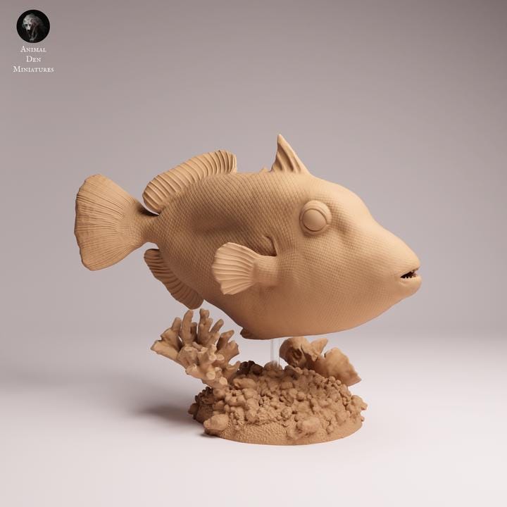 Clown Triggerfish - UNPAINTED 3D Resin Figure - Animal Den Miniatures