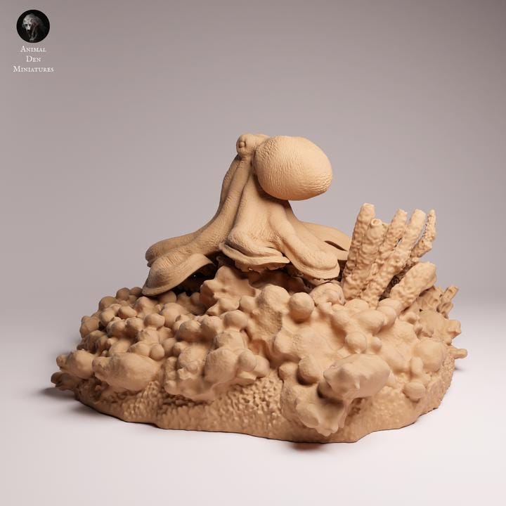 Day Octopus - UNPAINTED 3D Resin Figure - Animal Den Miniatures