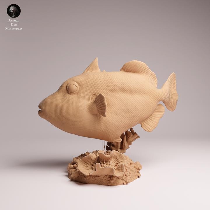 Clown Triggerfish - UNPAINTED 3D Resin Figure - Animal Den Miniatures