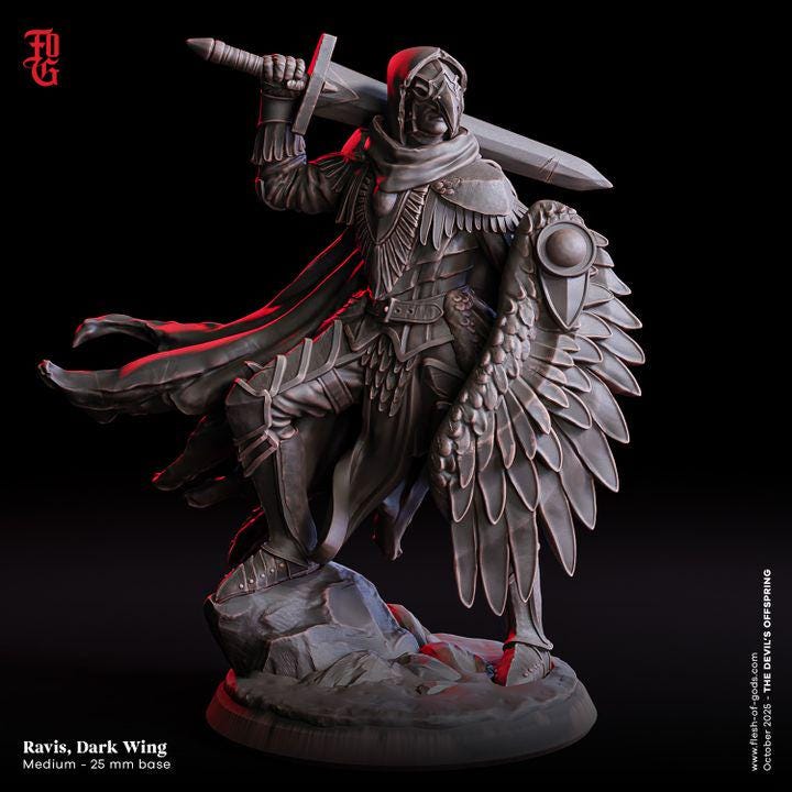 Ravis, Dark Wing - UNPAINTED 3D Figure - Flesh of Gods
