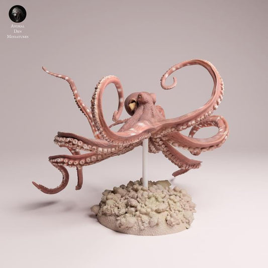 Day Octopus Swimming - UNPAINTED 3D Resin Figure - Animal Den Miniatures