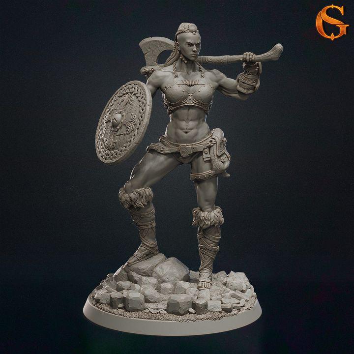 Viking Revna-Kidja Battle-Mothers - UNPAINTED 3D Resin Figure- SolGood Creations