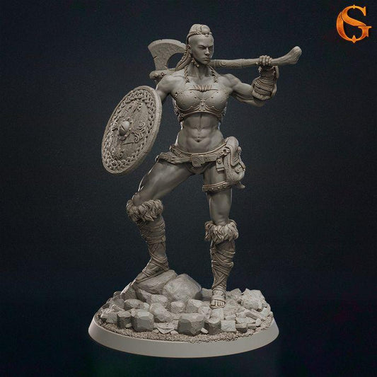 Viking Revna-Kidja Battle-Mothers - UNPAINTED 3D Resin Figure- SolGood Creations