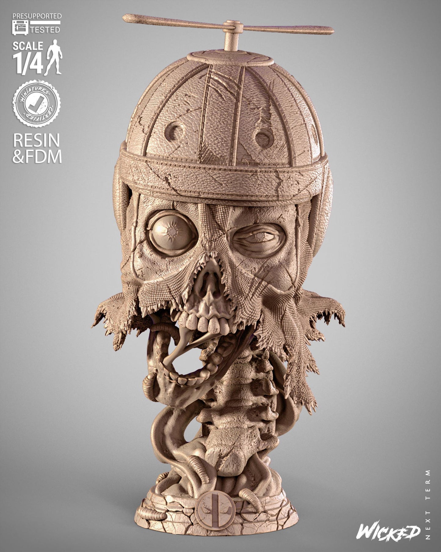 Zombie Deadpool Bust - UNPAINTED FAN ART - Wicked 3D Models