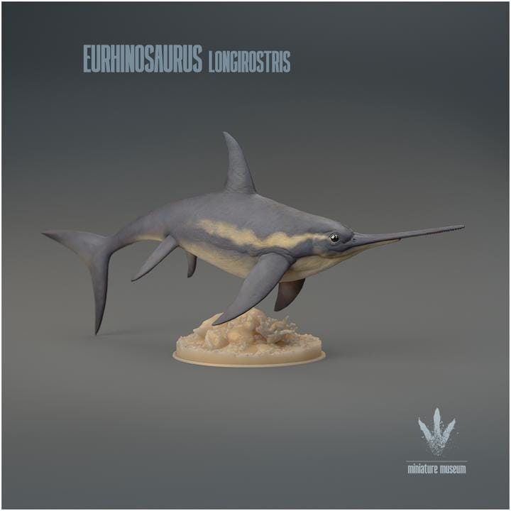 Eurhinosaurus longirostris : The Well-nosed Lizard - UNPAINTED 3D Resin Figure - Miniature Museum