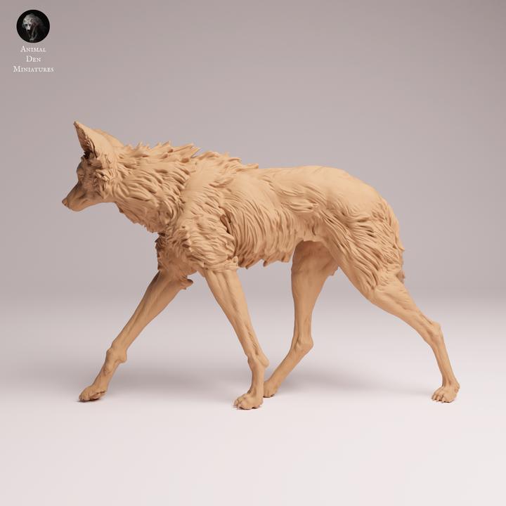 Maned Wolf Walking - UNPAINTED 3D Resin Print - Animal Den Miniatures