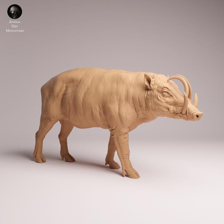 North Sulawesi Babirusa boar - UNPAINTED 3D Resin Print - Animal Den Miniatures