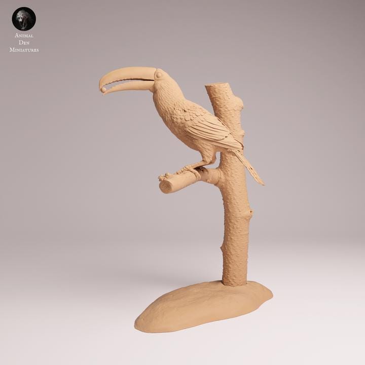Toco Toucan Eat - UNPAINTED 3D Resin Figure - Animal Den Miniatures