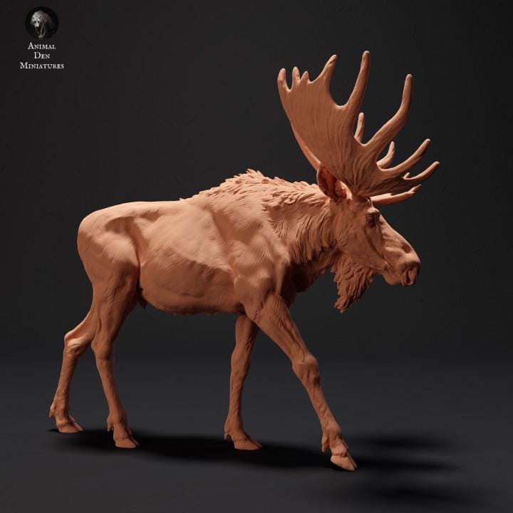 Moose - UNPAINTED 3D Resin Figure - Animal Den Miniatures