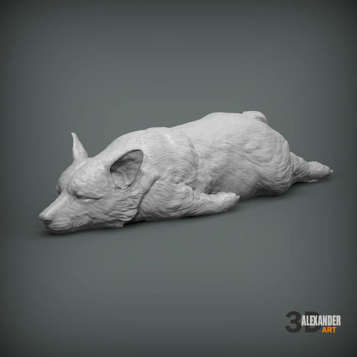 Sleeping Corgi - UNPAINTED 3D Figure - Alexander3dart