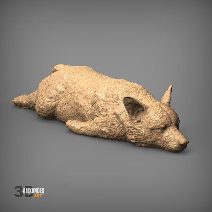 Sleeping Corgi - UNPAINTED 3D Figure - Alexander3dart