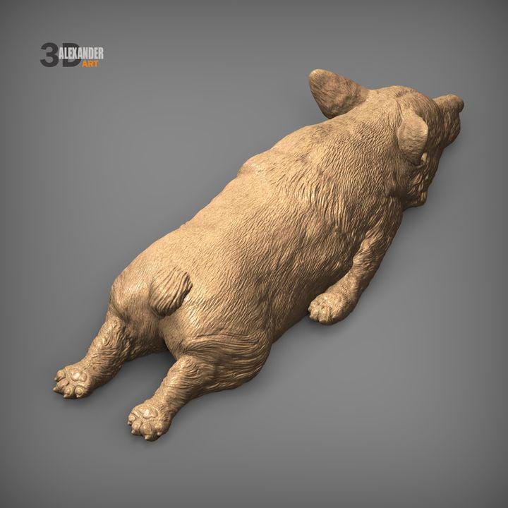 Sleeping Corgi - UNPAINTED 3D Figure - Alexander3dart